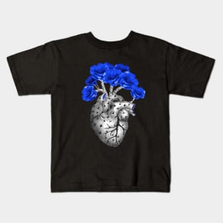 Cactus Heart, succulent heart and blue flowers, Prickly Heart, succulent lover, Plant lover Kids T-Shirt